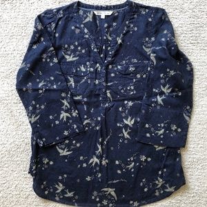 Unknown Brand Women's Navy Floral Tunic Top